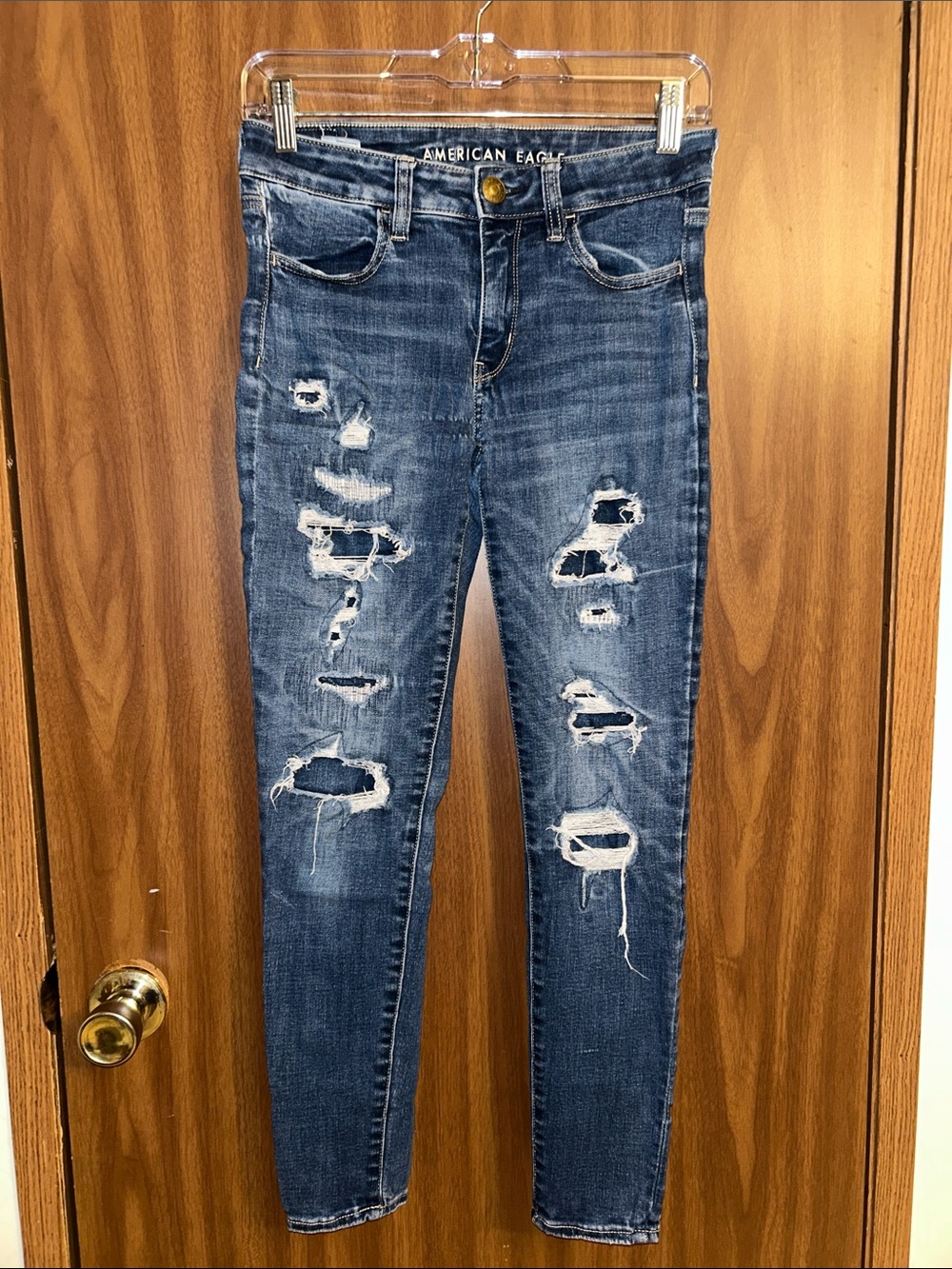 American Eagle Outfitters Ripped Dark Blue Jeggings